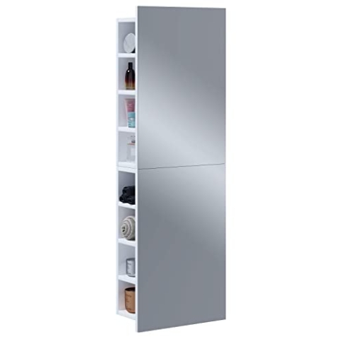 VCM Badschrank zeitlos | Maße ca. H. 118 x B. 40 x T. 15 cm | ausreichend Stauraum | Spiegelschrank - Flandu XL Weiß