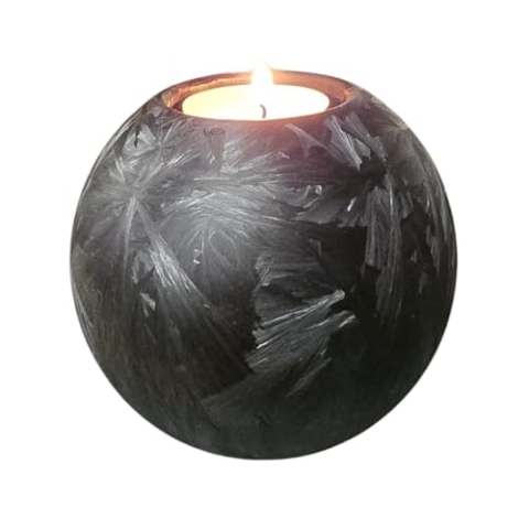 Mini Urne mit Kerzenhalter | Elegante Urn aus Glas für geliebte Menschen | Terroso Urne Hund und Katze | 200 ml Erinnerungsstück – Schwarz Frost