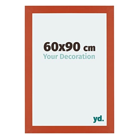 yd. Your Decoration - Bilderrahmen 60x90 cm - Orange - Billderrahmen aus MDF mit Acrylglas - Antireflex - 60x90 Rahmen - Mura