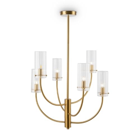 Maytoni Arco Neoclassic Pendelleuchte Arco G9x6 excl. 40W mit Messingglasschirm für Wohnzimmer, Schlafzimmer, Hotels, Restaurants