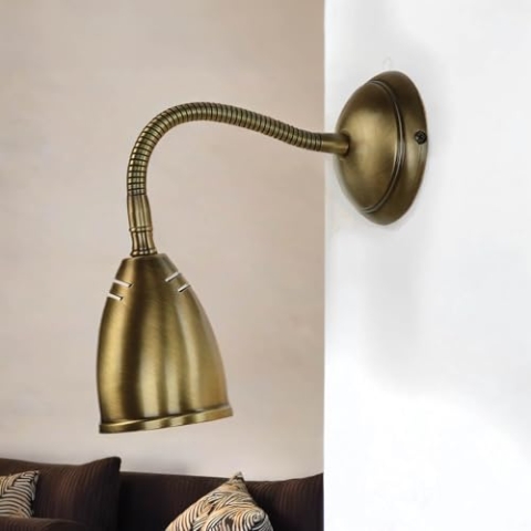 Licht-Erlebnisse Premium Wandleuchte Messing in Bronze Flur Schlafzimmer Wohnzimmer T:34 cm E27 max. 40W elegant flexible Wandlampe Küche STOCCOLMA