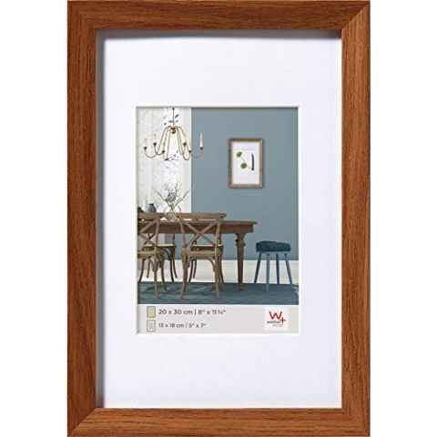 walther design Bilderrahmen eiche dunkel 60 x 80 cm mit Passepartout, Fiorito Holzrahmen EF080P