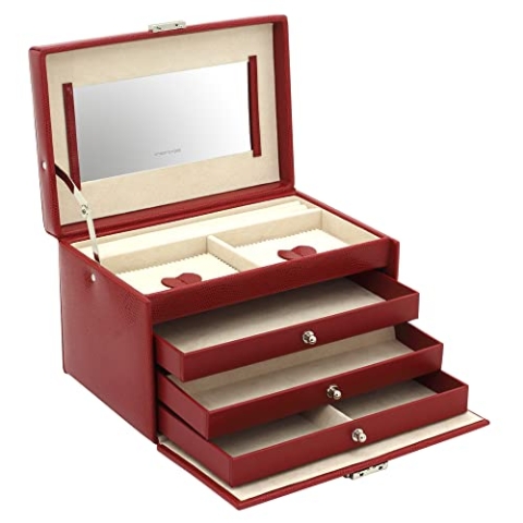 FRIEDRICH_L Friedrich Lederwaren Schmuckkoffer Schmuckkasten Jolie rot Schloss Spiegel