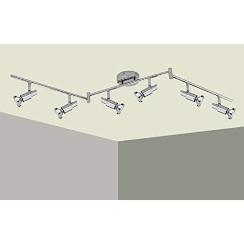 Trango 6-flammig 2991-68SD LED Deckenleuchte *OSCAR* in Chrom-Optik inkl. 6x 5 W 3-Stufen dimmbar GU10 LED Leuchtmittel I Deckenlampe I Deckenstrahler I Deckenspots I Wohnzimmer Lampe schwenkbar