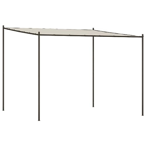 vidaXL Pavillon, Gartenpavillon Überdachung Stahlrahmen, Pergola Vordach für Terrasse Garten, Partyzelt Sonnnenschutz, Weiß 3x3m 180g/m² Stoff Stahl