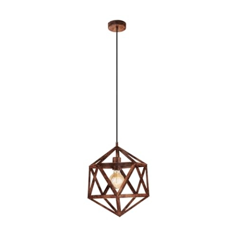 EGLO Pendelleuchte Embleton, 1 flammige Hängelampe Industrial, Vintage, Retro, Hängeleuchte aus Stahl in Kupfer-Antik, Esstischlampe, Wohnzimmerlampe hängend mit E27 Fassung, Ø 30,5 cm