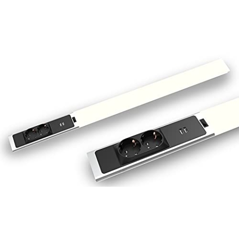 BOLD LED Küchen-Unterbauleuchte (Unterschrank-Leuchte) mit 2 Steckdosen und 2 USB-A Anschlüsse (1500 Lumen | 18 W | 4000k Neutralweiß | IP20 | 80 cm Länge), Silber