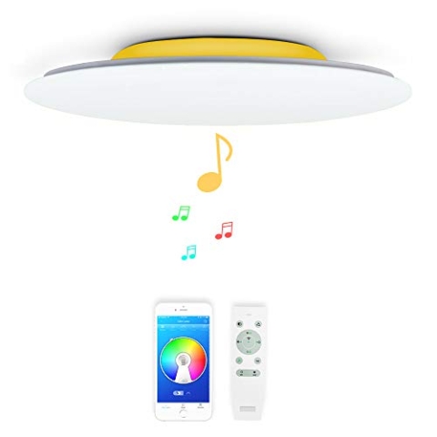 36w Φ40cm Musik Led Deckenleuchte mit Bluetooth Lautsprecher, Deckenlampe Farbwechsel mit Fernbedienung und APP-Steuerung, Innenbeleuchtung Dimmbar für Wohnzimmer Schlafzimmer Kinderzimmer Küche