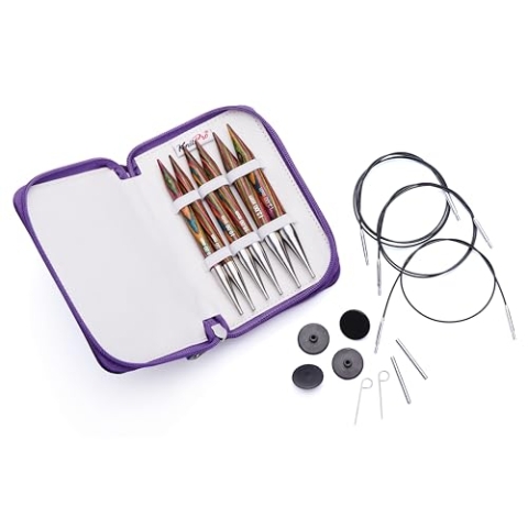 KnitPro Symfonie austauschbares Rundstricknadel-Set, grob – (9,00, 10,00 und 12,00 mm) mit Zubehör, Bunt