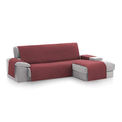 Textil-home MALU Chaise Longue Sofa Bezug, Schutz für Rechtsarm Gesteppte Sofas - sofaueberwurf L Form - Größe -240cm. Farbe Rot (Vorderansicht)