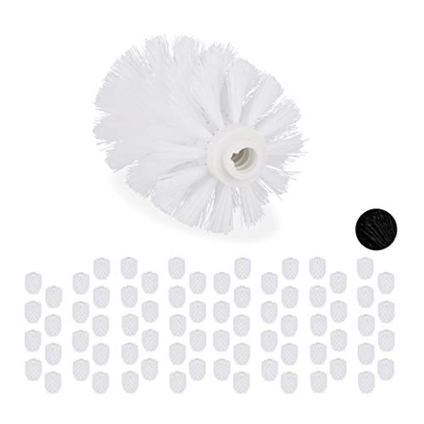 72 x Ersatzbürstenkopf für Klobürste, Ersatz WC Bürstenkopf, Kunststoff, 12 mm Gewinde, D: 8 cm, Klobürstenkopf, weiß