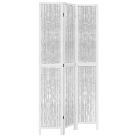 vidaXL Raumteiler 3-TLG., Paravent Faltbar, Trennwand für Innenbereich, Spanische Wand Sichtschutz Umkleide, Weiß Massivholz Paulownia