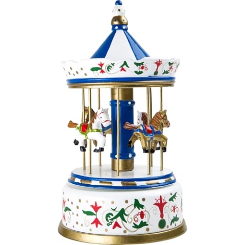 small foot Spieluhr Nostalgie-Karussell, Spieluhr aus Holz, Pferdekarussell mit Melodie, Einschlafhilfe, 10156