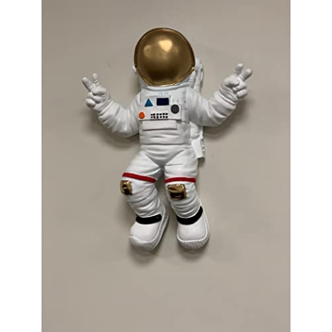 furni24 Astronaut-Wandbüste, Unbedeutende Wanddekorations-Skulptur, Astronaut Statue in 3D – No Gravity, Hängende Deko, Weltraum Hintergrund
