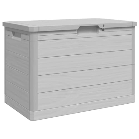 vidaXL Outdoor Kissenbox, Gartenbox mit Stauraum, Auflagenbox Design in Holz-Optik, Gartentruhe Kissentruhe Aufbewahrungsbox, Grau Polypropylen