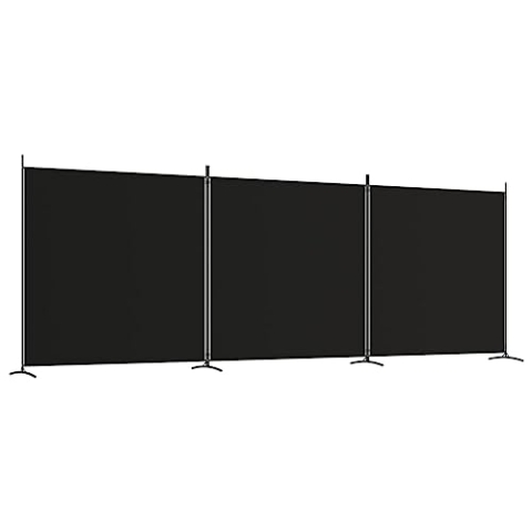 vidaXL Paravent 3-TLG. Raumtrenner Raumteiler Trennwand Umkleide Sichtschutz Spanische Wand Wohnzimmer Schlafzimmer Schwarz 525x180cm Stoff