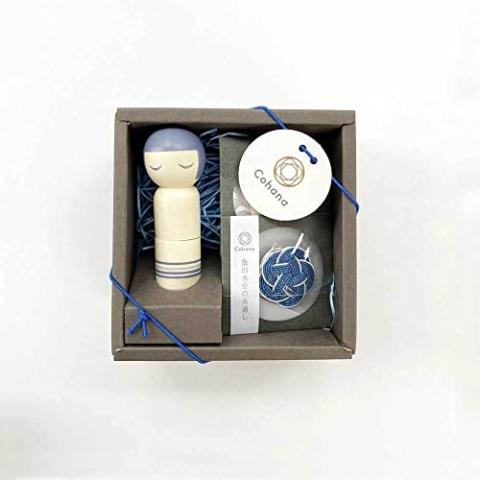 Cohana 45-238 Blue Kokeshi Doll Set Pincushion, Holz, One Size