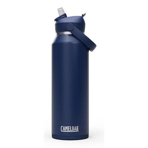 CamelBak Thrive Flip Straw Isolierte Edelstahl-Wasserflasche, Marineblau, 1,2 l