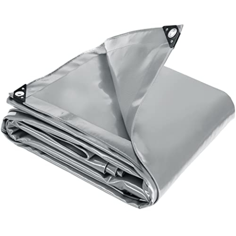tectake 800897 Abdeckplane mit Ösen, 550g/m², wasserdicht und schimmelresistent, 6 Verschiedene Größen wählbar, Schutzplane mit verstärkten Ecken, grau (3 x 6 m | Nr. 403943)