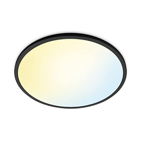WiZ SuperSlim Deckenleuchte Tunable White, Ø550 mm, dimmbar, warm- bis kaltweiß, 36W, smarte Steuerung per App/Stimme über WLAN, schwarz