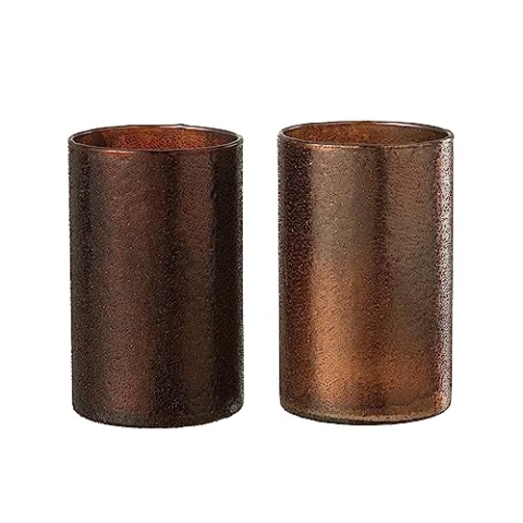 WINDLICHT Spiegel Kupfer/ROT Glas Large 2 Sortiert (2er Set)