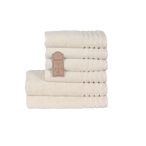 Betully Handtücher und Badetücher Set aus 100% Baumwolle Schnelltrocknendes 500 gr/m² Türkisches Baumwolle Gästehandtücher Set (4 Handtücher und 2 Badetücher, Schwarz)