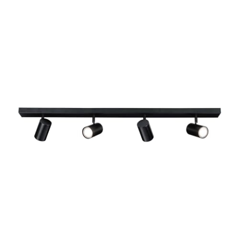 Ledvion - LED Deckenstrahler, Schwarz 4-lights, Dimmbare, 5W, 4000K, Rechteckig, GU10 Fassung, IP20, Kippbar, inkl. GU10 Lampe