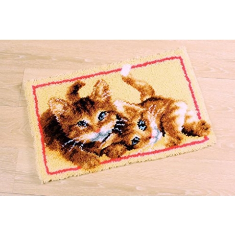 VERVACO DIY Handarbeit Knüpfset für Anfänger Katzen Teppich zum Selber Knüpfen Basteln Erwachsene Kreativ Set 70 x 45 cm Latch Hook Kit Zubehör Haus Dekoration Knüpfteppich mit Knüpfhaken, Mehrfarbig