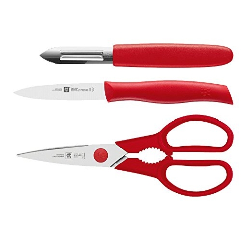 Zwilling Messer, Edelstahl, Silber/Rot, Einheitsgröße