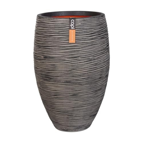 Capi Europe - Gefäß elegant Deluxe Rib NL - 55x85 - Anthrazit - Öffnung Ø38 - Blumentopf für den Innen- und Außeneinsatz - Bruchsicher - 100% recycelbar - KOFZ1132