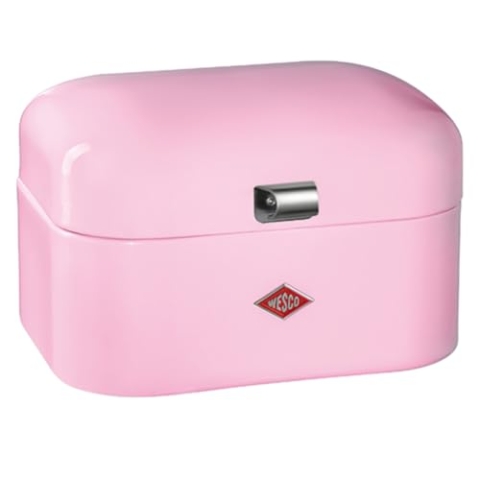 Wesco Single Grandy Brotkasten in der Farbe pink, pulverbeschichtetes Stahlblech, Lüftungslöcher und stabiler Handgriff, 22 x 26,8 x 17,5 cm