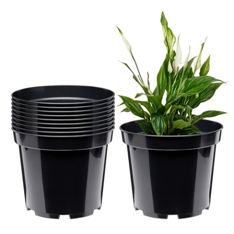 Garronda Blumentopf Kunststoff Pflanztopf rund Kräutertopf Anzuchttöpfe Blumentopf Schwarz für Innen und Aussen 36cm GD-0025 (10 Stück Schwarz, ⌀ 36cm H 29,5cm)