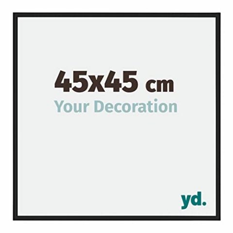 yd. Your Decoration - Bilderrahmen 45x45 cm - Schwarz Hochglanz - Bilderrahmen aus Aluminium mit Acrylglas - Antireflex - 45x45 Rahmen - Miami