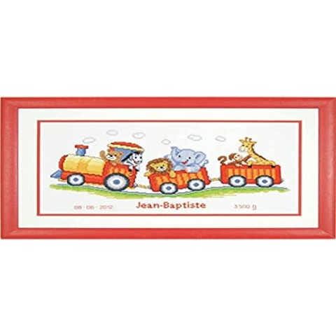 VERVACO Gezählter Kreuzstich Stickpackungen DIY Stickbilder Safarizug Wanddekoration Handarbeit Set für Erwachsene Kreatives Handwerk ca. 38 x 18 cm Kreuzstichbilder Set Hausdeko