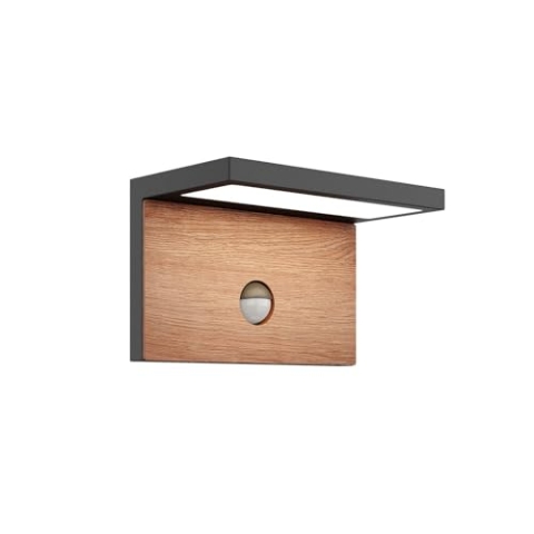Lucande LED Wandleuchte außen Lignus mit Bewegungsmelder (spritzwassergeschützt (Modern) in Schwarz aus Aluminium (1 flammig,) - Wandlampe für Außenwand/Hauswand Haus Terrasse und Balkon