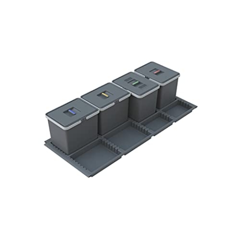 ELLETIPI Metropolis ptc28 12050 4 F C10 PPV Mülleimer Mülltrennung-Schublade, grau, 111 x 46 x 28 cm