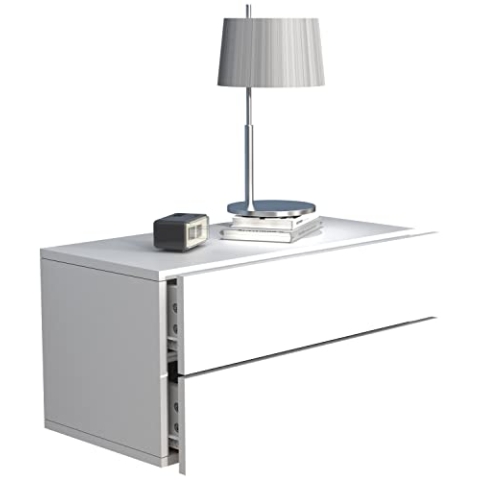VCM Nachtschrank | Wandschublade | Wandboard | Nachttisch | Maße ca H. 30 x B. 60 x T. 32 cm - Usal L 60 cm Weiß