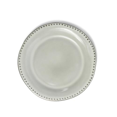 VIDI Verde Salat Teller Set in Perlweiß | 6-teiliges Porzellan Geschirrset mit Asymmetrischem Design | Ø21 Steingut Geschirr set Ofen, Mikrowellen & Spülmaschinenfest | Geschirrset 6 Personen
