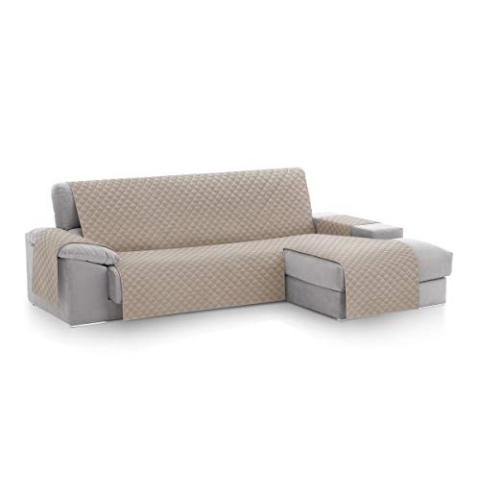 Textil-home MALU Chaise Longue Sofa Bezug, Schutz für Rechtsarm Gesteppte Sofas - sofaueberwurf L Form - Größe -240cm. Farbe Beige (Vorderansicht)