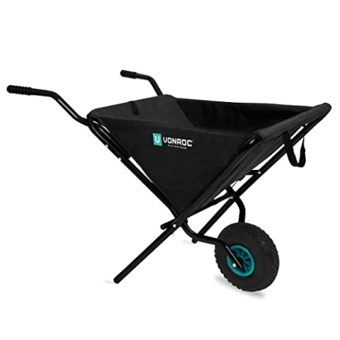VONROC Schubkarre 50 Liter - Schubkarren faltbar mit Vollgummireifen - Ideal als Gartenwagen und Transportkarre - Bis 30kg Belastbarkeit