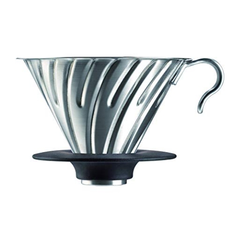 HARIO Kaffeefilterhalter / V60 Metal DRIPPER 02 aus Metall/Silber, SCHWARZ für 1-4 Tassen