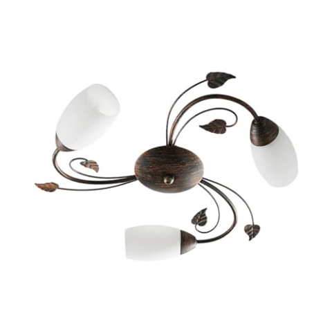 Lindby Glas Deckenlampe Florentiner Stil, Deckenstrahler Landhaus schwarz gold gebürstet ohne Leuchtmittel Deckenleuchte Küche Wohnzimmer Esszimmer