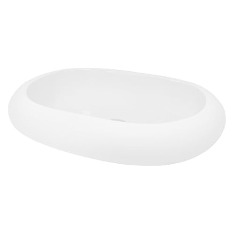 ECD Germany Waschbecken Waschtisch 630x420x120 mm aus Keramik Oval Weiß - Aufsatzbecken Aufsatzwaschbecken Handwaschbecken Aufsatzwaschtisch Spülbecken Becken Wasserfall Waschschale Waschschüssel