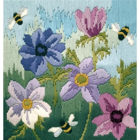 Bothy Threads The Home of Happy Stitching Langstich Set Motiv-Umrisse sind bedruckt Anemonen