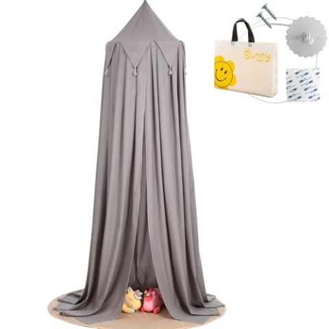 MRWiZMS Betthimmel | Baldachin Kinderzimmer | Himmel Babybett Kinder Schlafzimmer Dekoration für Höhle, Spielzimmer | Geschenk für Babydusche, Neues Baby, Älteres Kind (Grau)