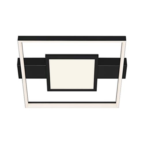 Briloner Leuchten - LED Deckenleuchte, Deckenlampe dimmbar, inkl. Mittelbeleuchtung, inkl. Memoryfunktion, 38 Watt, 3.400 Lumen, 3.000 Kelvin, Schwarz, 435x400x66mm (LxBxH), 3028-015