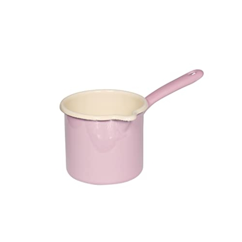 Riess, 0285-006, Schnabeltopf mit Stiel 12, CLASSIC - BUNT/PASTELL, Farbe Rosa, Durchmesser 12 cm, Höhe 13.7 cm, Inhalt 1.0 Liter, Emaille, Milchtopf, Induktion