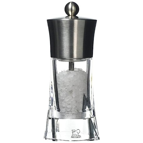PEUGEOT 29043 Ouessant Salzmühle Acryl und Stahl, 6,8 x 6,8 x 14 cm, Silber