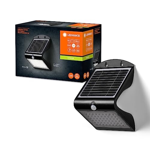 LEDVANCE ENDURA BUTTERFLY Solar-Flutlicht, schwarz, 4W, 500lm, Bewegungs- & Lichtsensor, Outdoor-Leuchte, Batterie aufladbar, umweltfreundlich, lange Lebensdauer, einfache Montage, IP65, 4000K