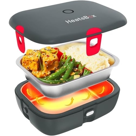 Faitron HeatsBox DRIVE Elektrische Lunchbox für das Auto - App gesteuerter Speisewärmer aus Edelstahl, auslaufsicher, robustes Design für Mahlzeiten außerhalb des Hauses, kompatibel mit 12/24 V